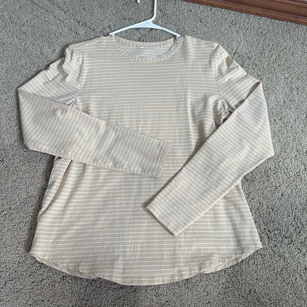 Lululemon Nulu Crewneck Long Sleeve Yellow Stripe size 8